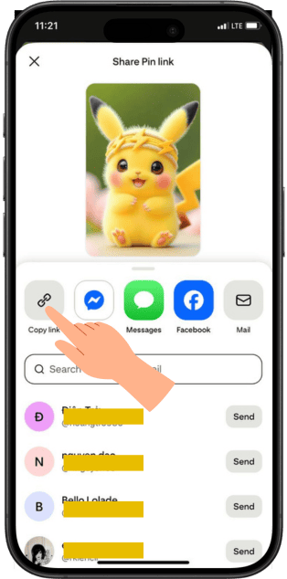 Copy the Pinterest link